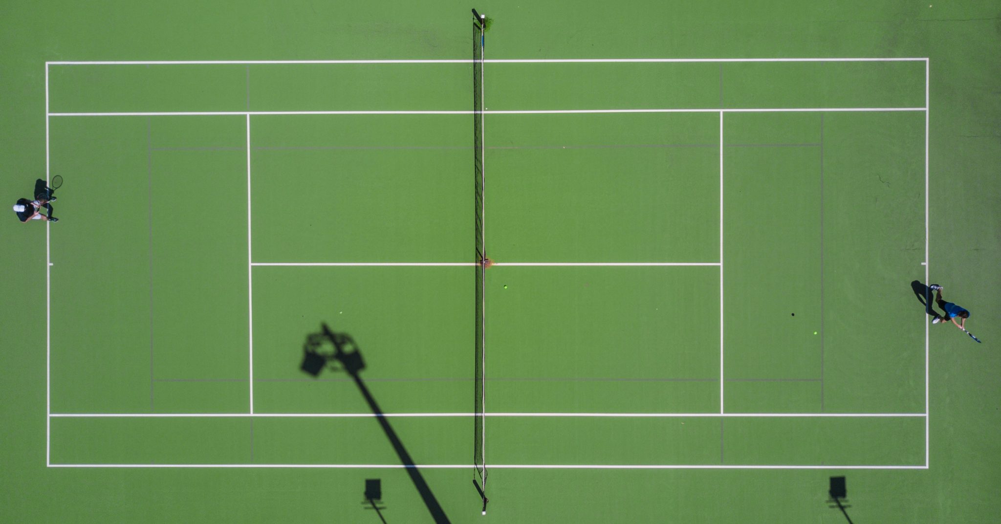 lines marked on a tennis court
